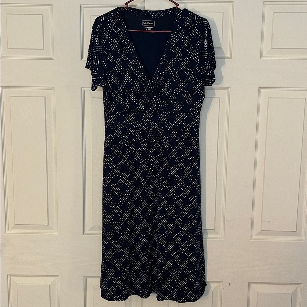 L.L. Bean Dark Blue Checkered Dress